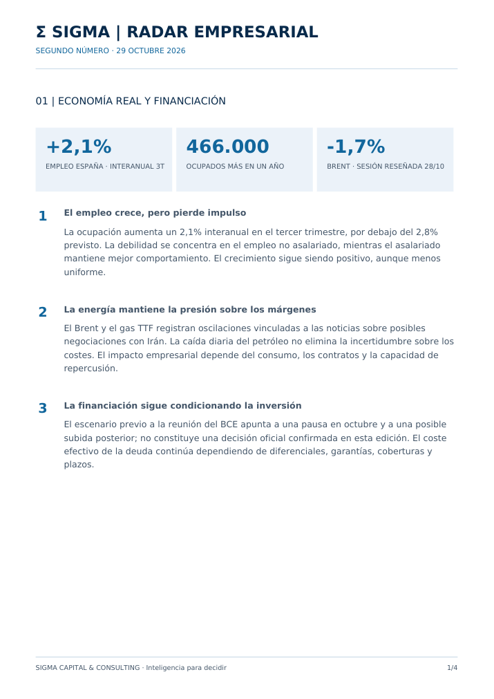 Portada: SIGMA Radar Empresarial · Número 2